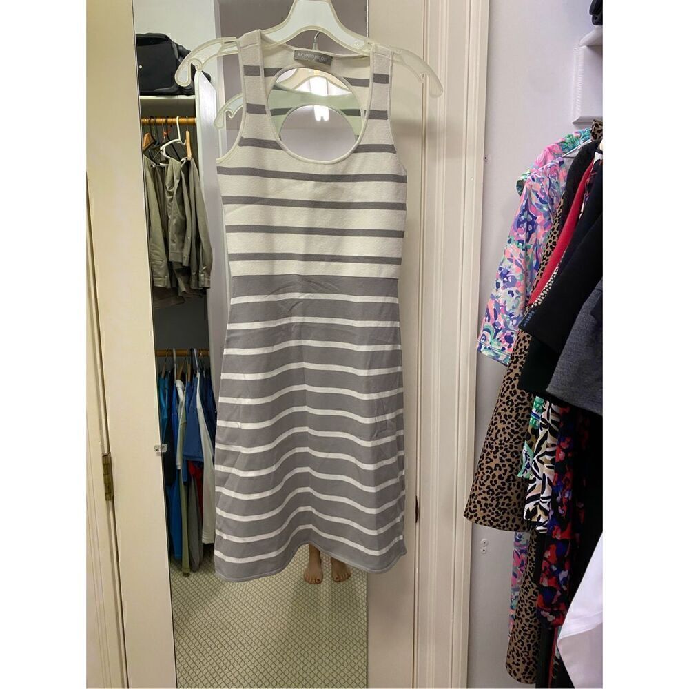 Richard Nicoll Striped Stretch Back Cutout dress size small